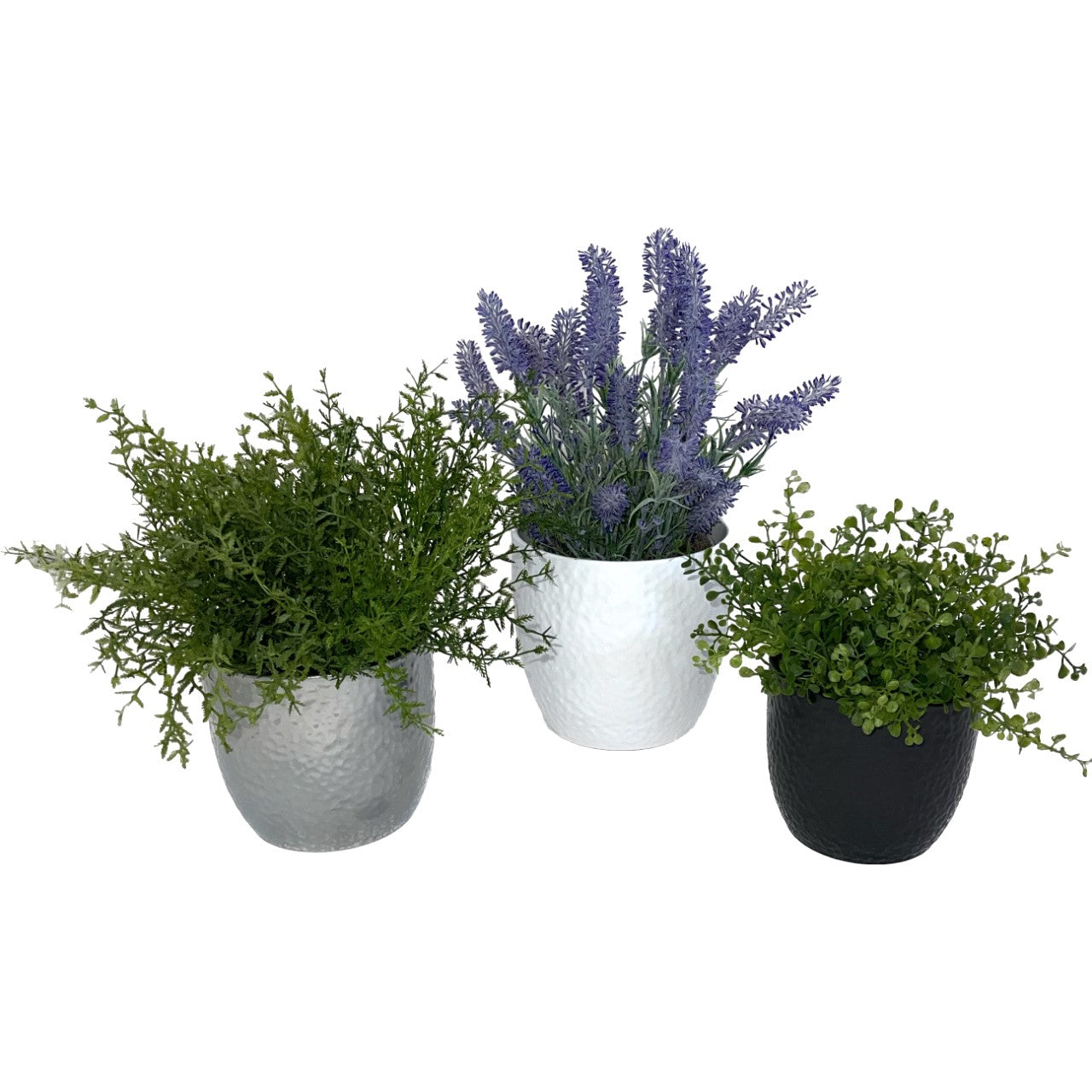 Boston Ceramic Pots ( 3 Piece Set) - 6.3" White, 5.5" Silver, &amp; 5.1" Anthracite