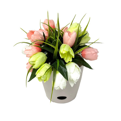 5" Round Self-Watering Bamboo Pot - Cream