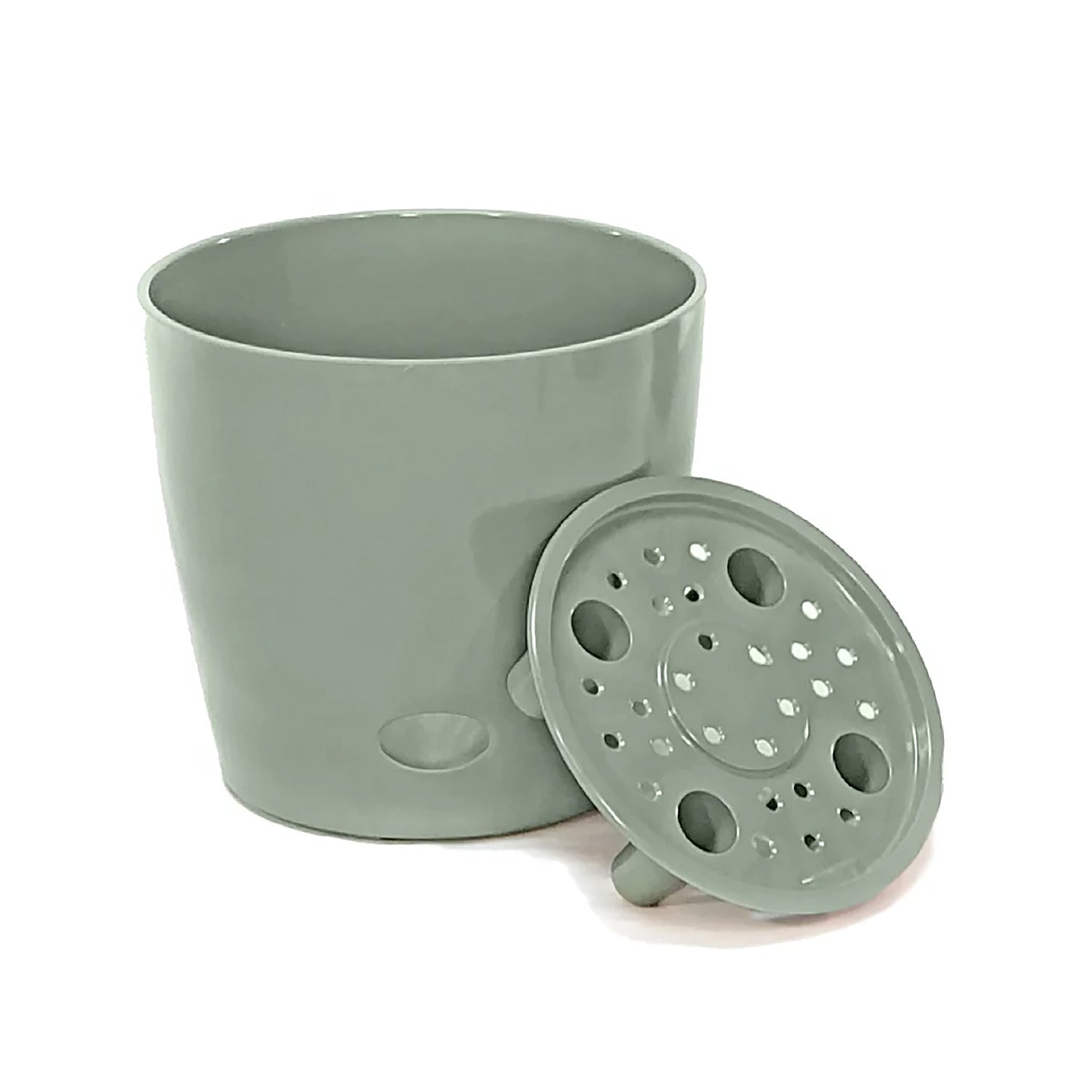 5" Round Self-Watering Bamboo Pot - Sage Green