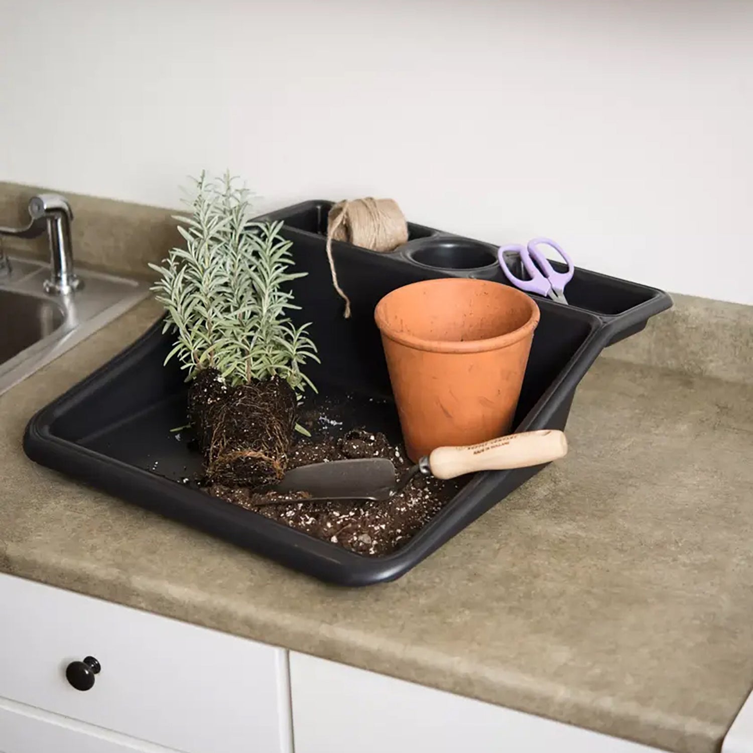Tidy Tray  - Compact Black with Shelf