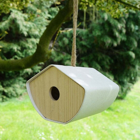 Japandi Birdhouse - 6.3" Natural Bamboo