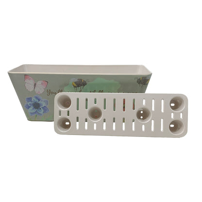 16" Rectangular Self-Watering Bamboo Planter - Flowers