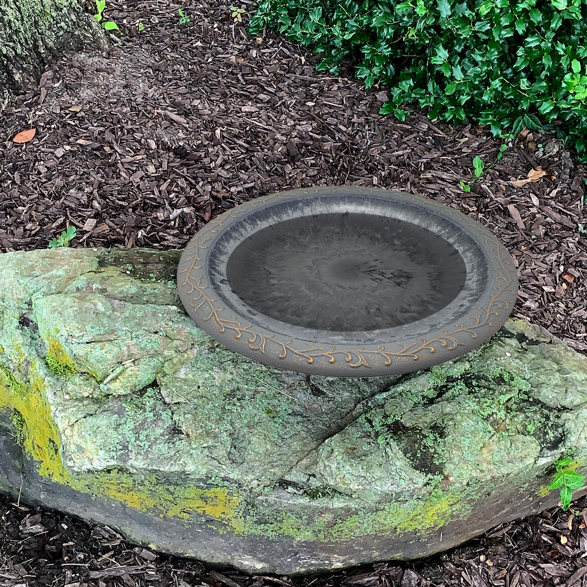 Dove Gray Fiber Clay Birdbath Bowl - 19" dia