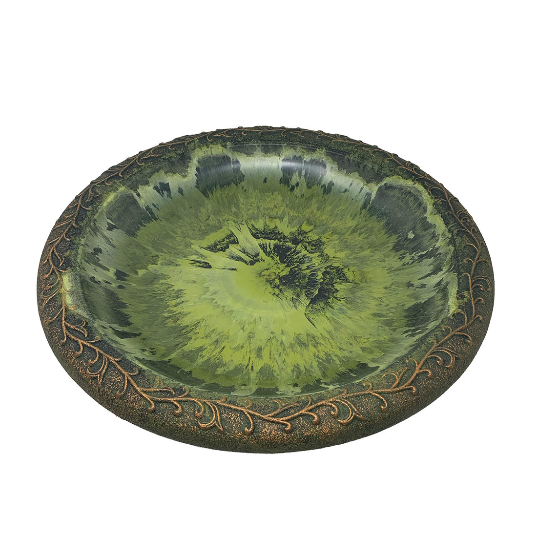Light Green Fiber Clay Birdbath Bowl - 19" dia