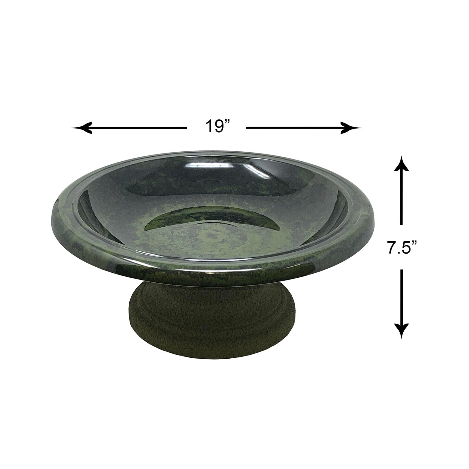 Hunter Green Fiber Clay Birdbath - 7.5"