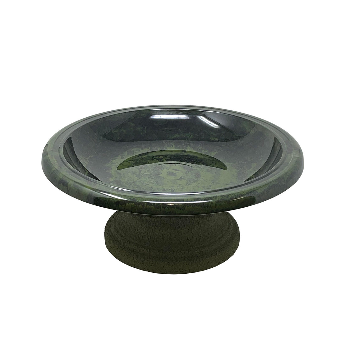 Hunter Green Fiber Clay Birdbath - 7.5"