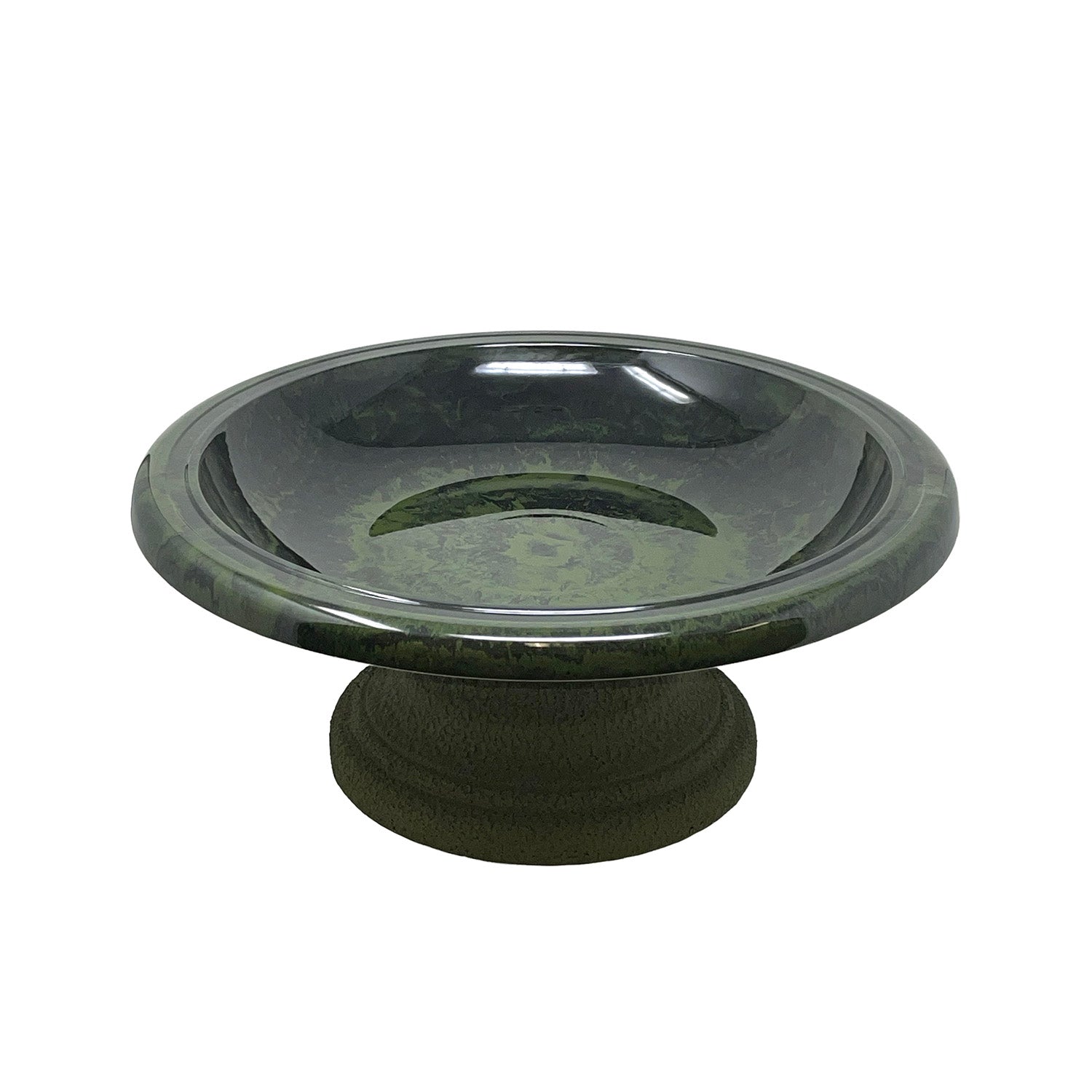 Hunter Green Fiber Clay Birdbath - 7.5"