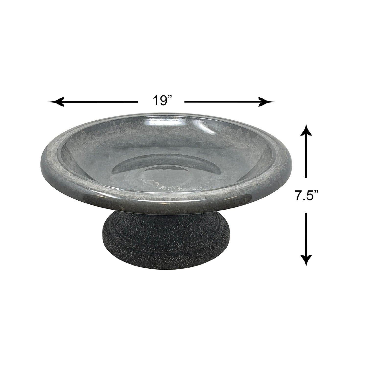 Gray Fiber Clay Birdbath - 7.5"