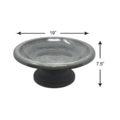 Gray Fiber Clay Birdbath - 7.5"