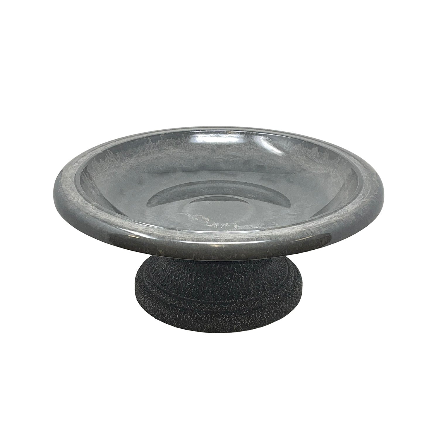 Gray Fiber Clay Birdbath - 7.5"