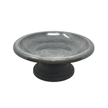 Gray Fiber Clay Birdbath - 7.5"