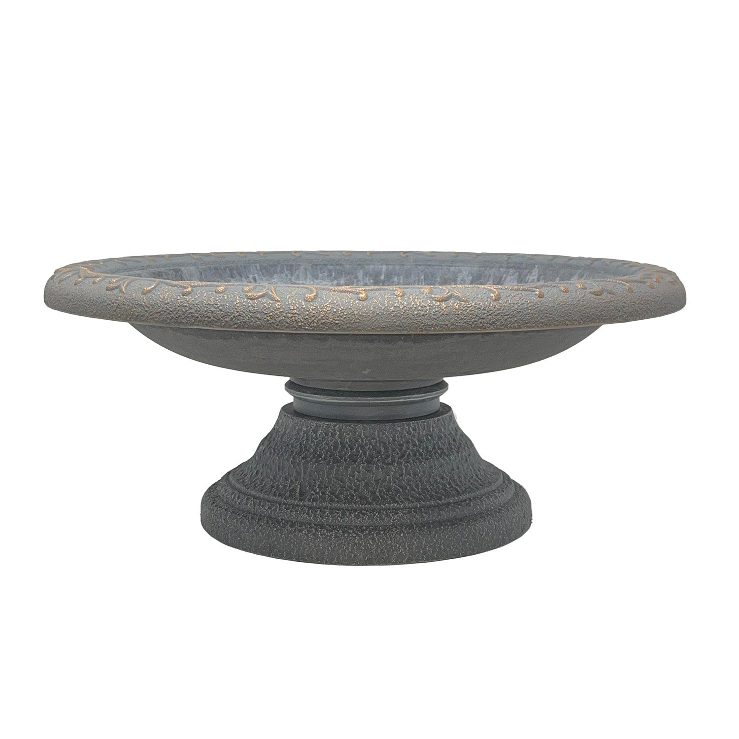 Dove Gray Fiber Clay Birdbath - 7.5"