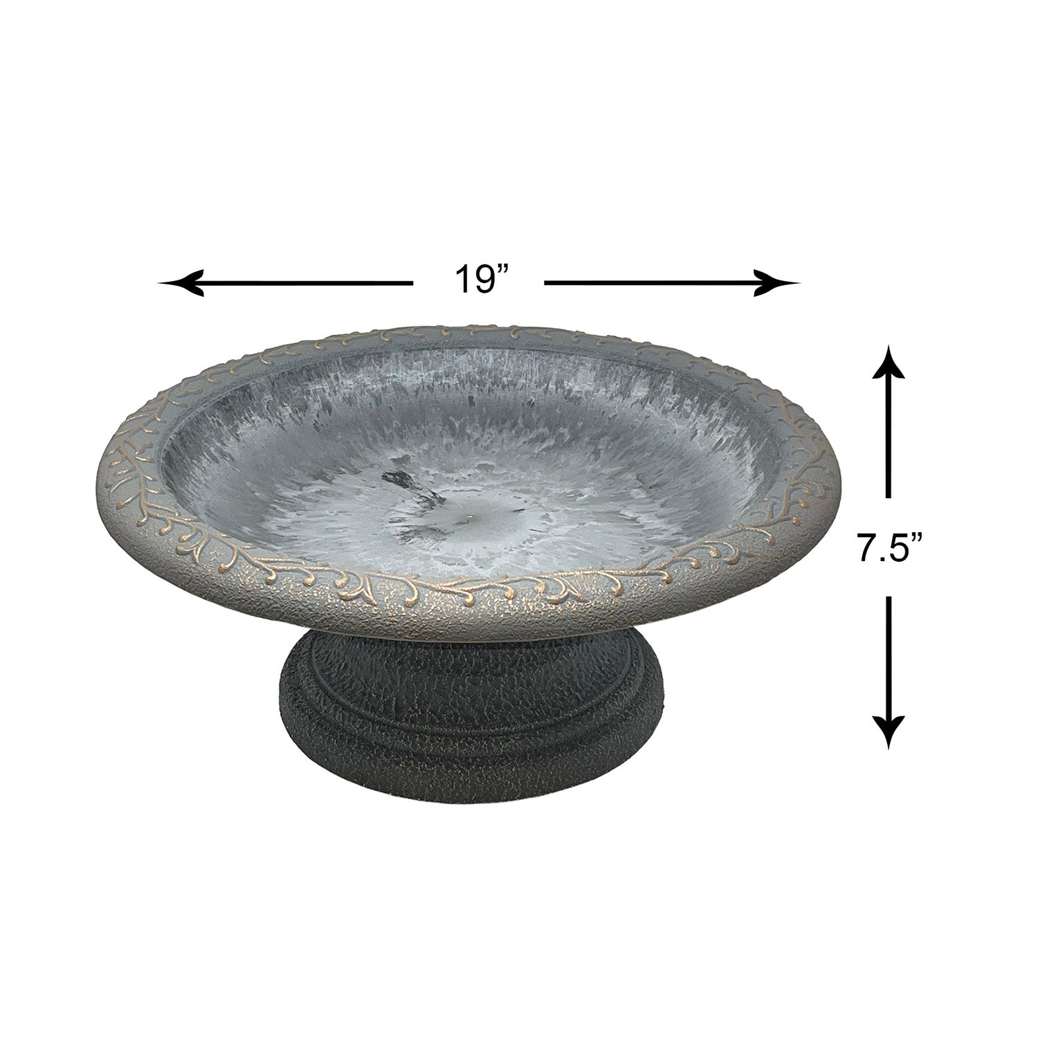 Dove Gray Fiber Clay Birdbath - 7.5"