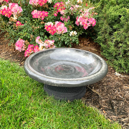Gray Fiber Clay Birdbath - 7.5"