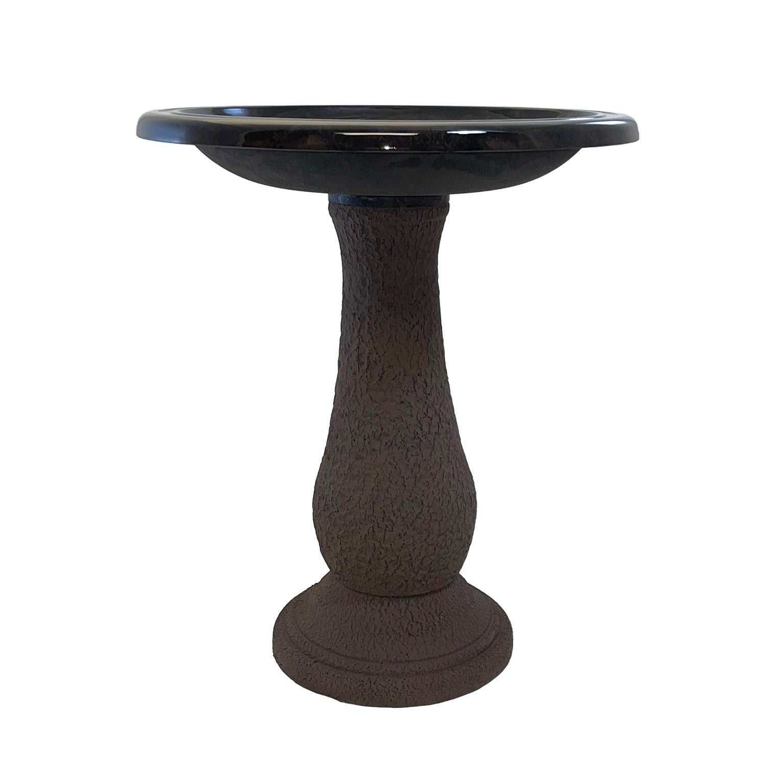 Antique Brown Fiber Clay Birdbath - 24"