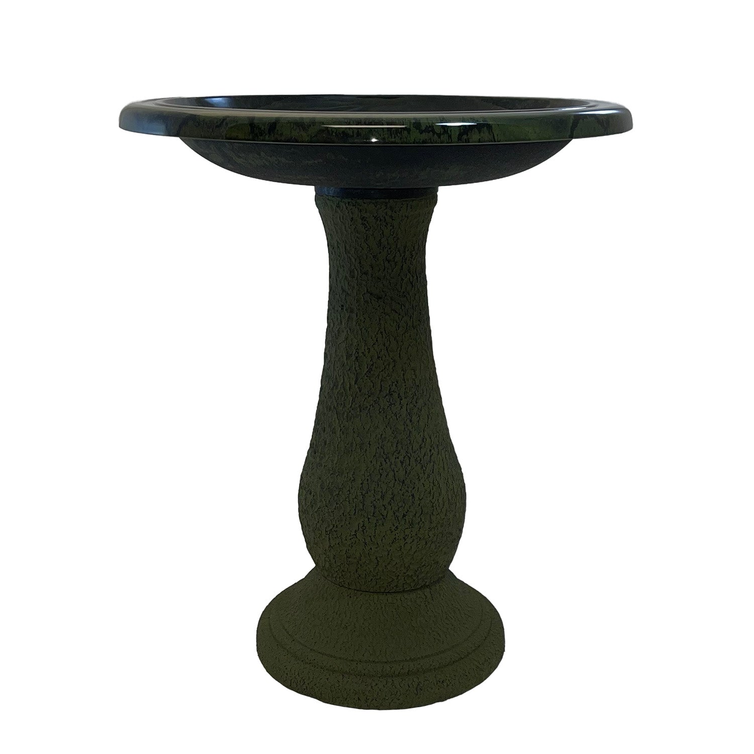 Hunter Green Fiber Clay Birdbath - 24"