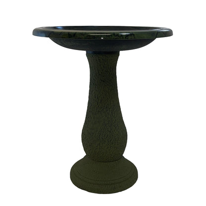 Hunter Green Fiber Clay Birdbath - 24"