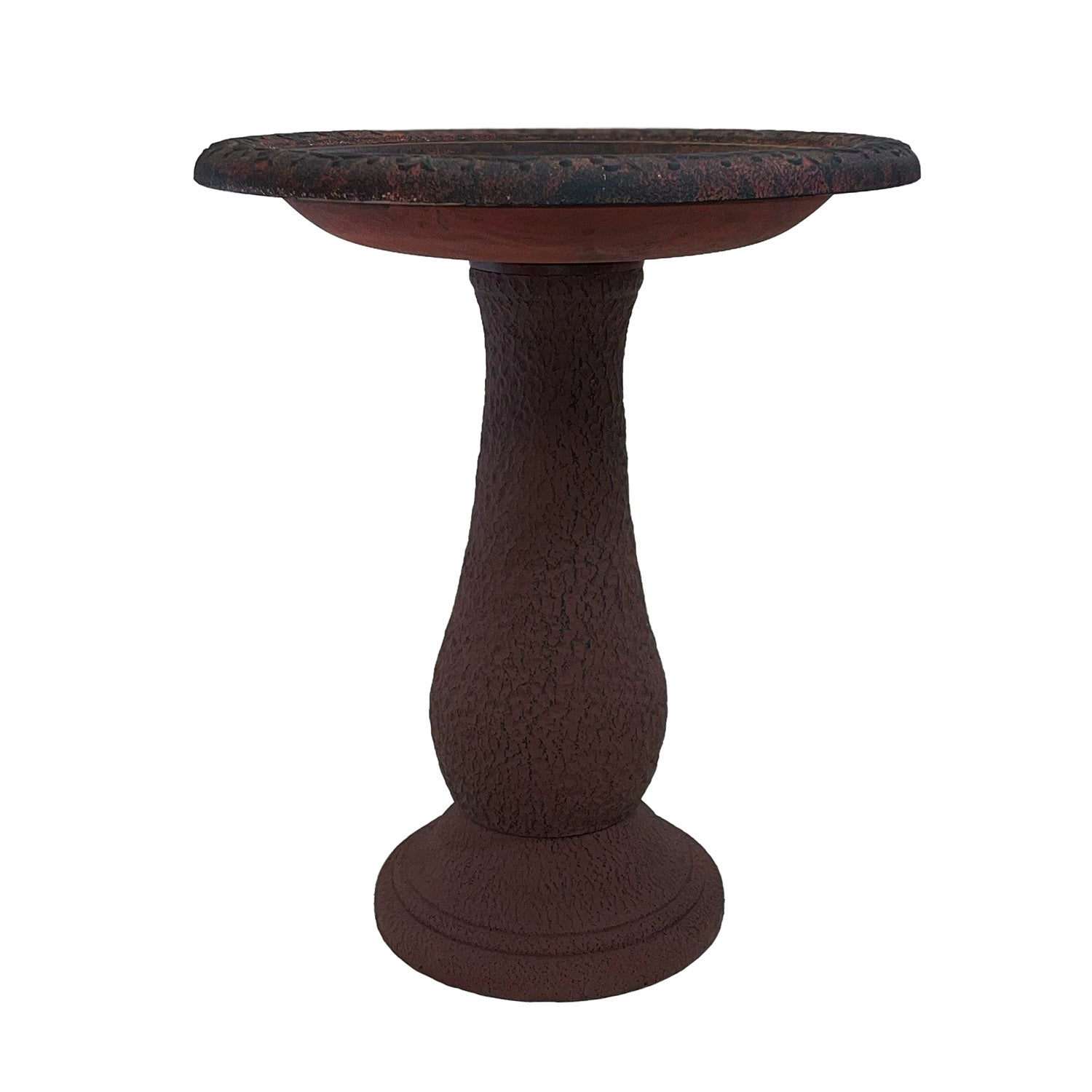 Red/Charcoal Fiber Clay Birdbath - 24"
