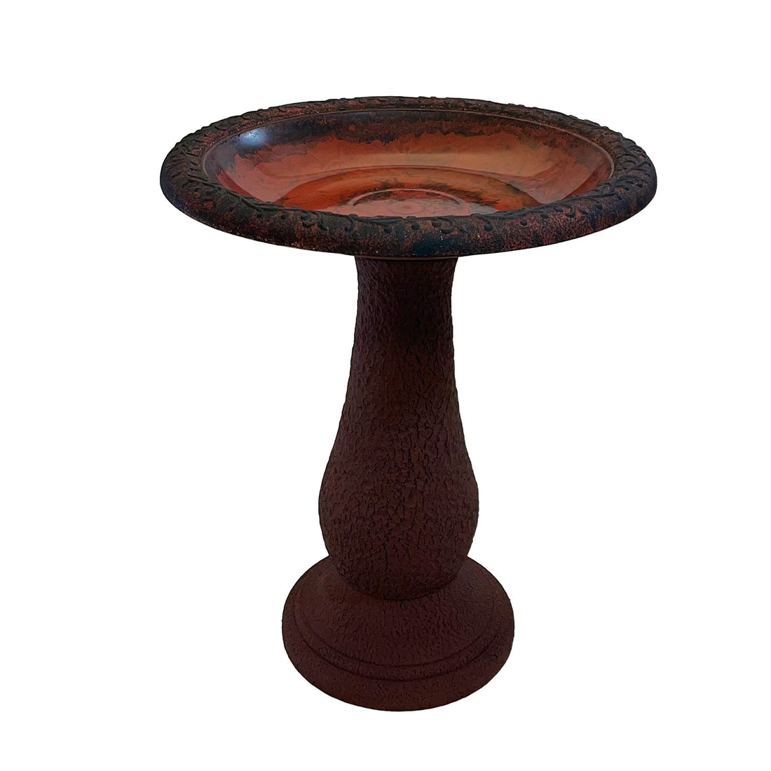 Red/Charcoal Fiber Clay Birdbath - 24"