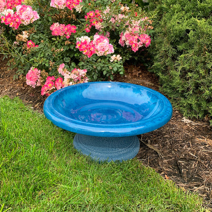 Azure Fiber Clay Birdbath - 7.5"