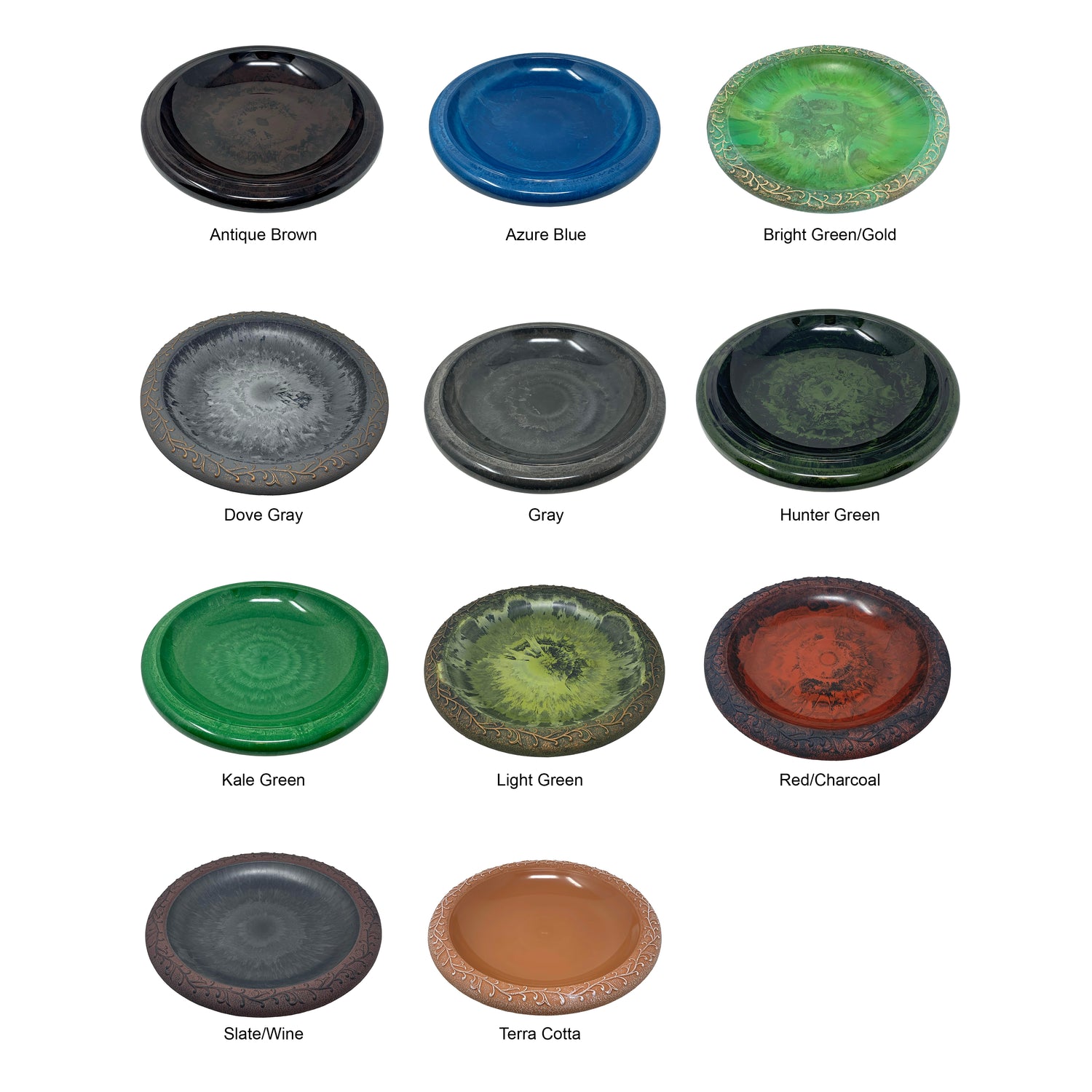 Red/Charcoal Fiber Clay Birdbath Bowl - 19" dia