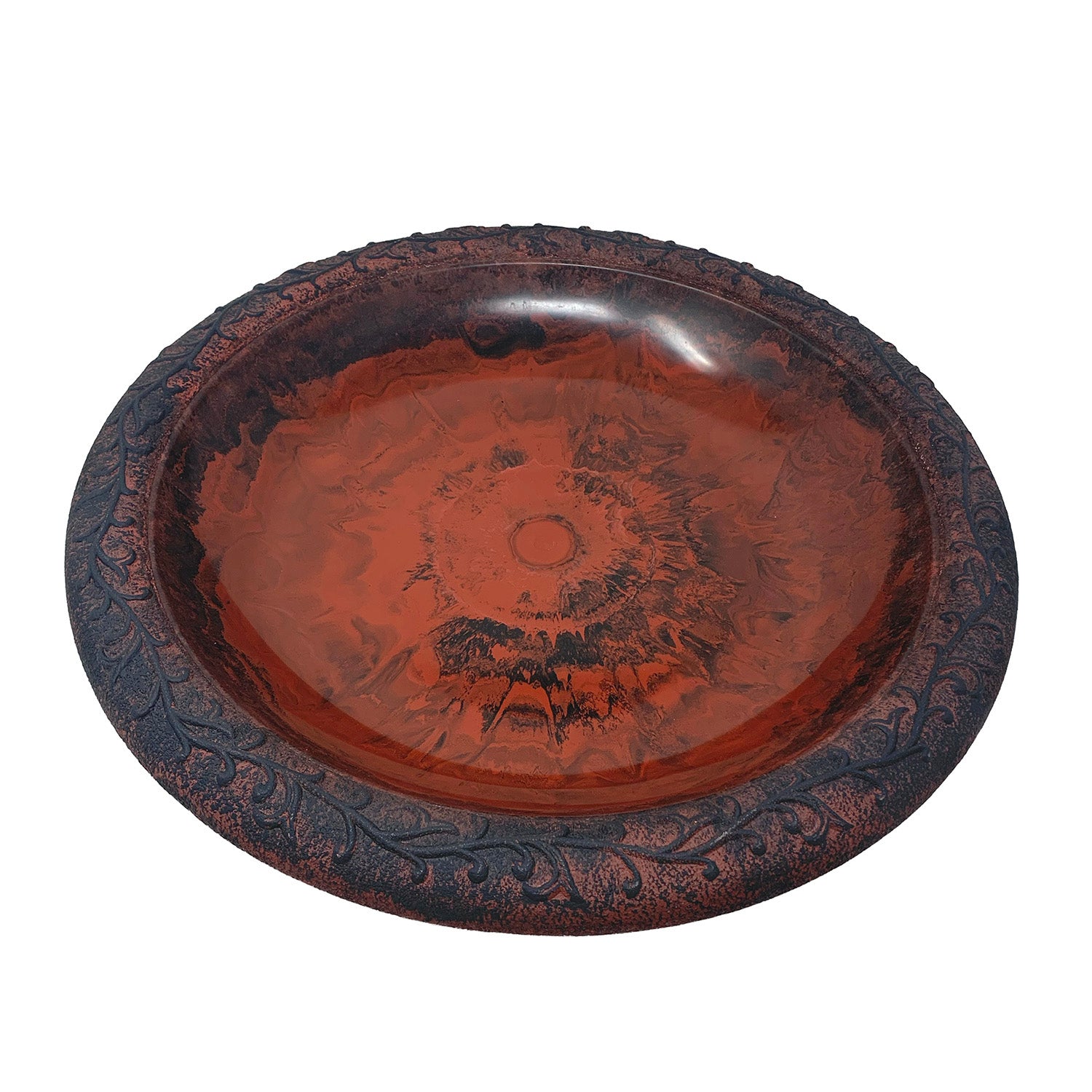Red/Charcoal Fiber Clay Birdbath - 24"