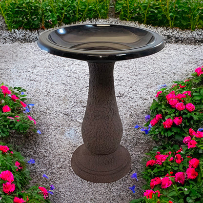 Antique Brown Fiber Clay Birdbath - 24"