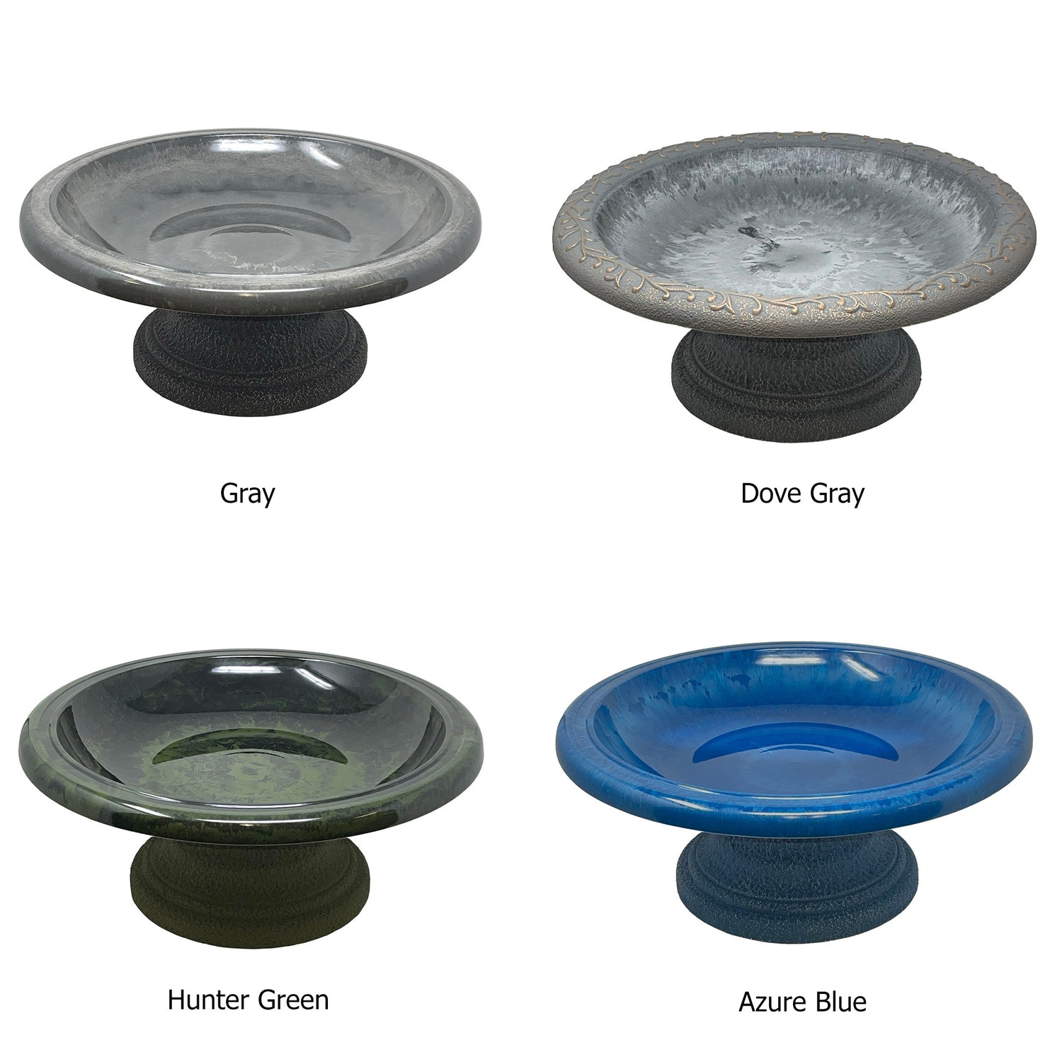 Dove Gray Fiber Clay Birdbath - 7.5"