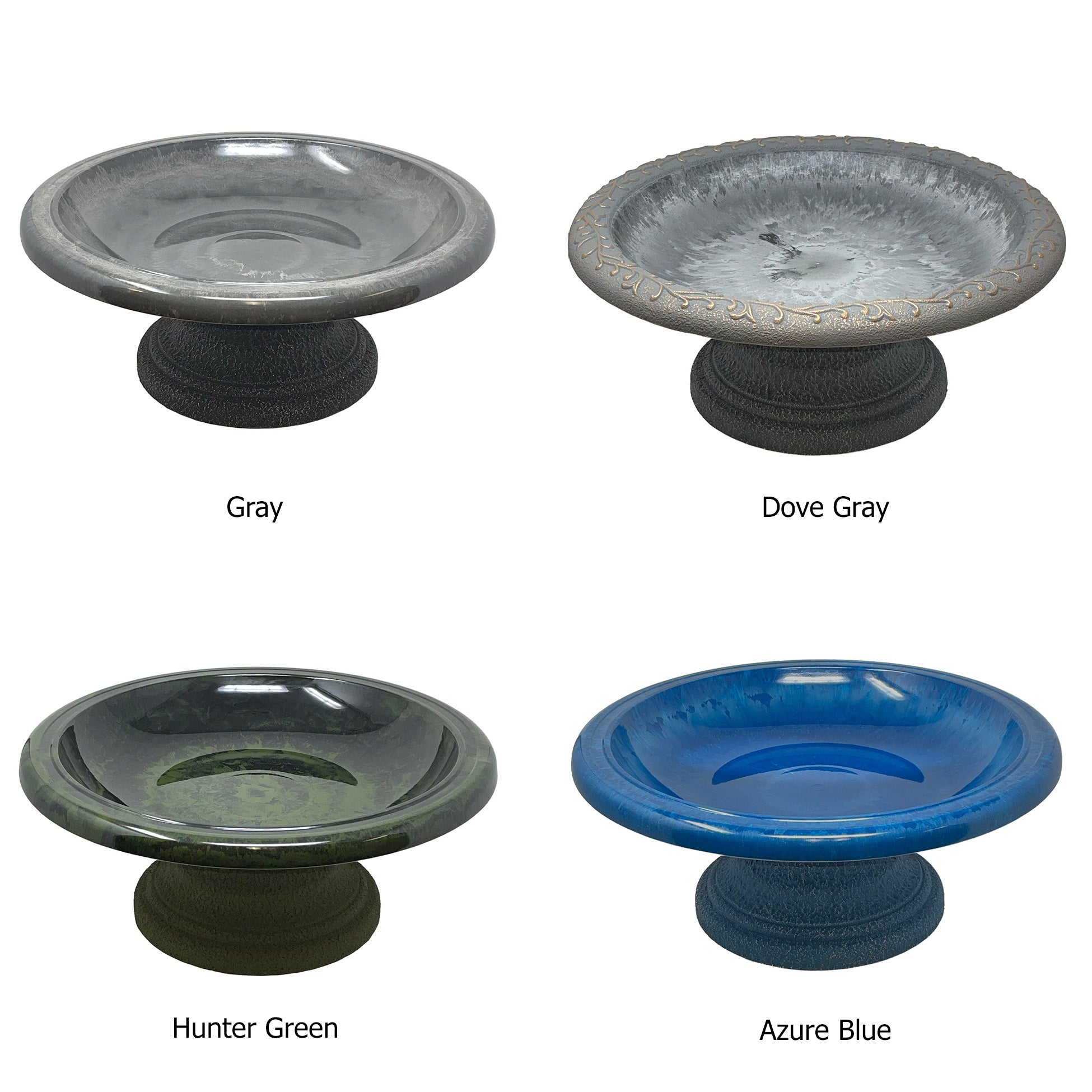 Gray Fiber Clay Birdbath - 7.5"