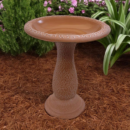 Terra Cotta Fiber Clay Birdbath - 24"