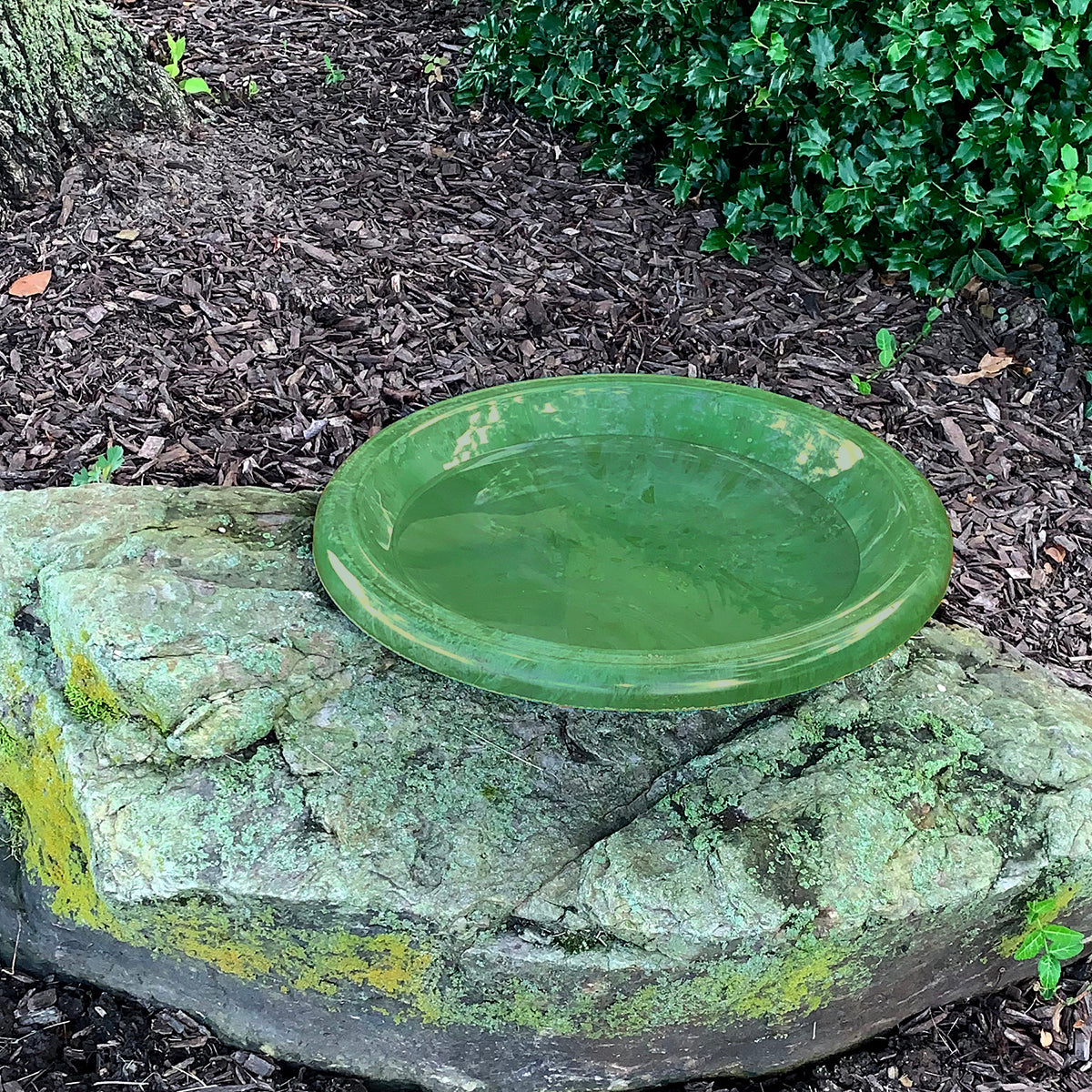 Kale Green Fiber Clay Birdbath Bowl - 19" dia
