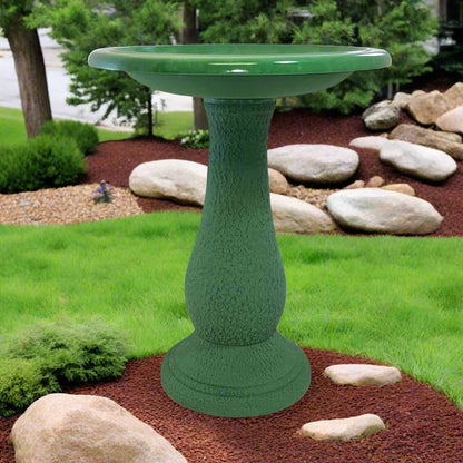 Kale Green Fiber Clay Birdbath - 24"