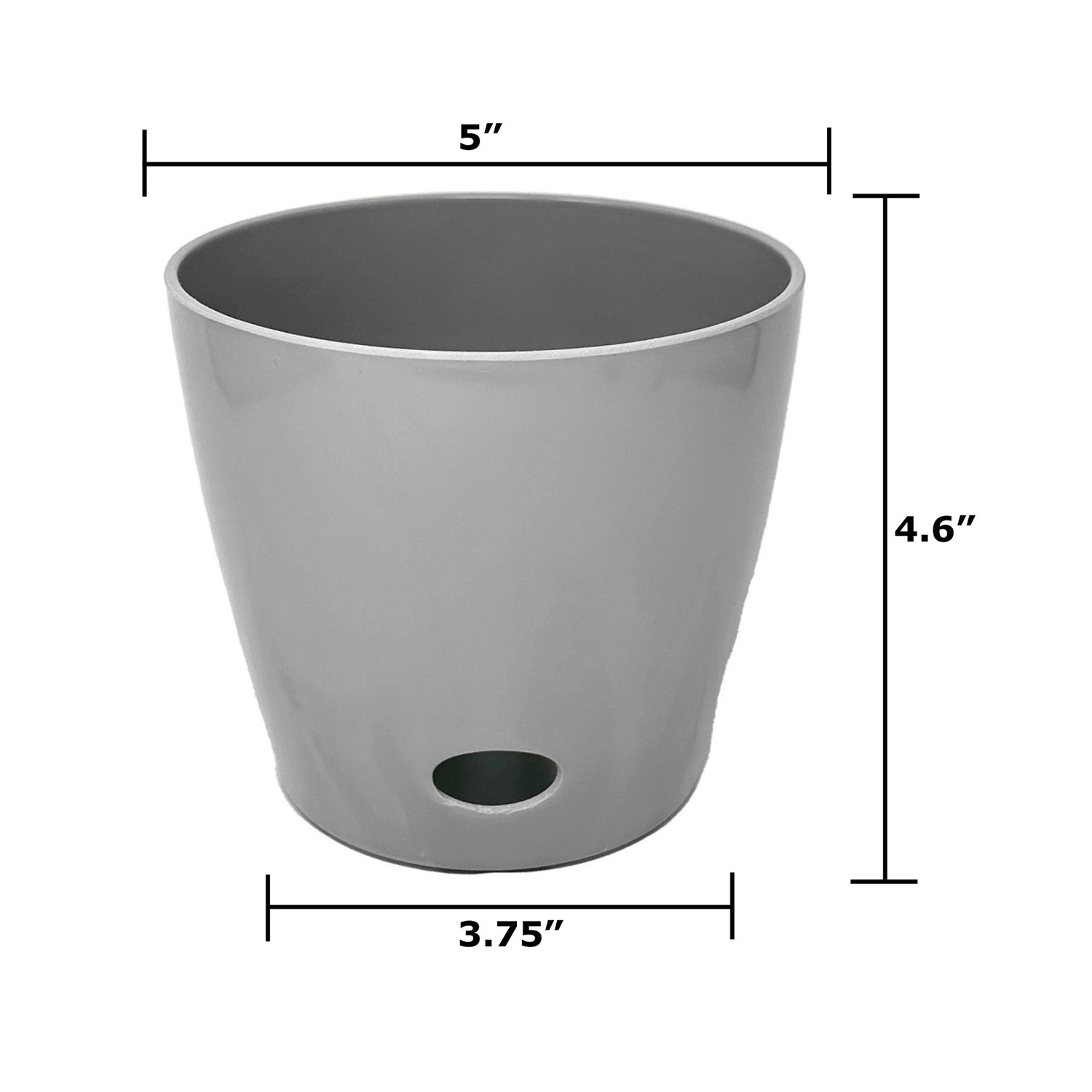 5" Round Self-Watering Bamboo Pot - Gray