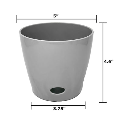 5" Round Self-Watering Bamboo Pot - Gray