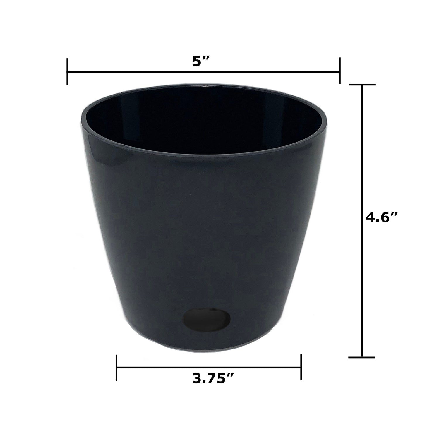 5" Round Self-Watering Bamboo Pot - Black