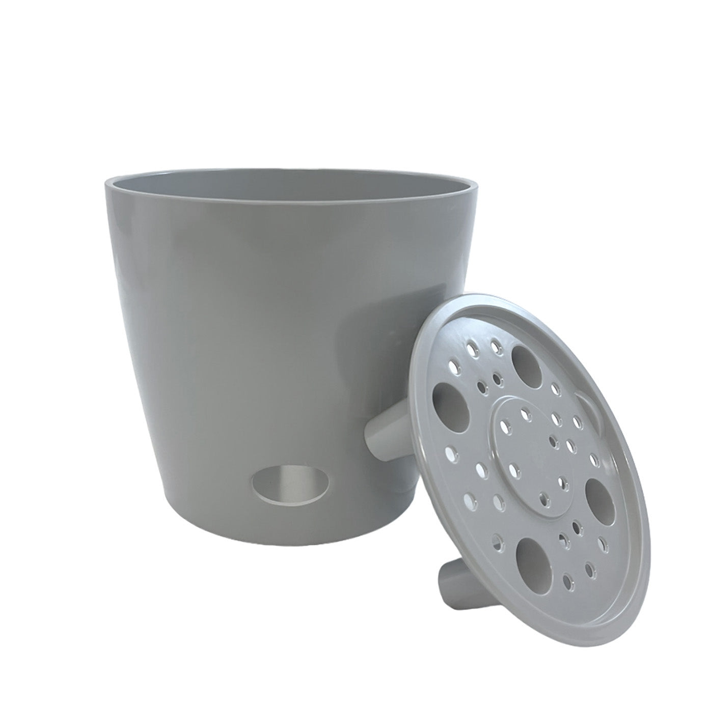 5" Round Self-Watering Bamboo Pot - Gray