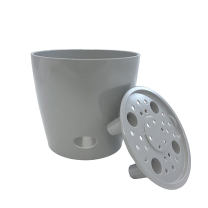 5" Round Self-Watering Bamboo Pot - Gray