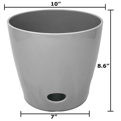 10" Round Self-Watering Bamboo Pot - Gray