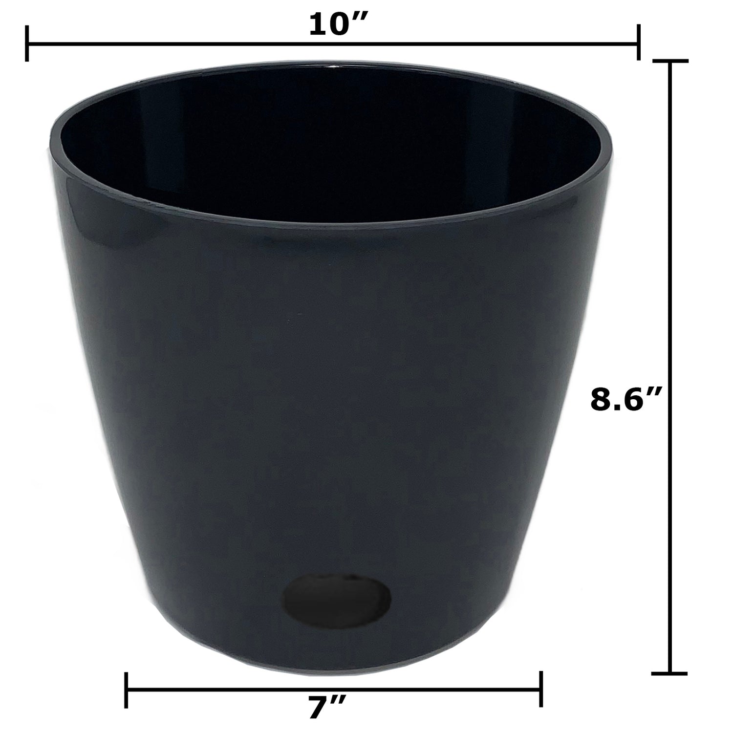 Self-Watering Bamboo Pot - 10&quot; Black Round