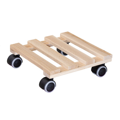 Wooden Plant Caddy - 10&quot; Natural Square