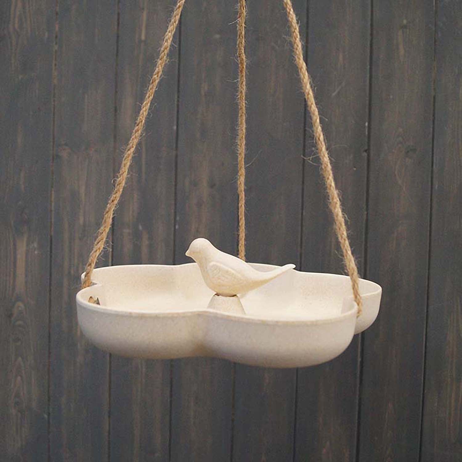 Hanging Bird Bath/Feeder - 9.2" Natural Bamboo