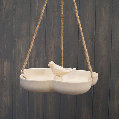 Hanging Bird Bath/Feeder - 9.2" Natural Bamboo