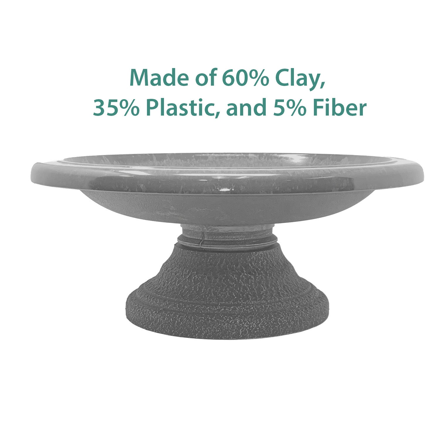 Hunter Green Fiber Clay Birdbath - 7.5"