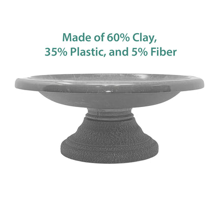 Hunter Green Fiber Clay Birdbath - 7.5"