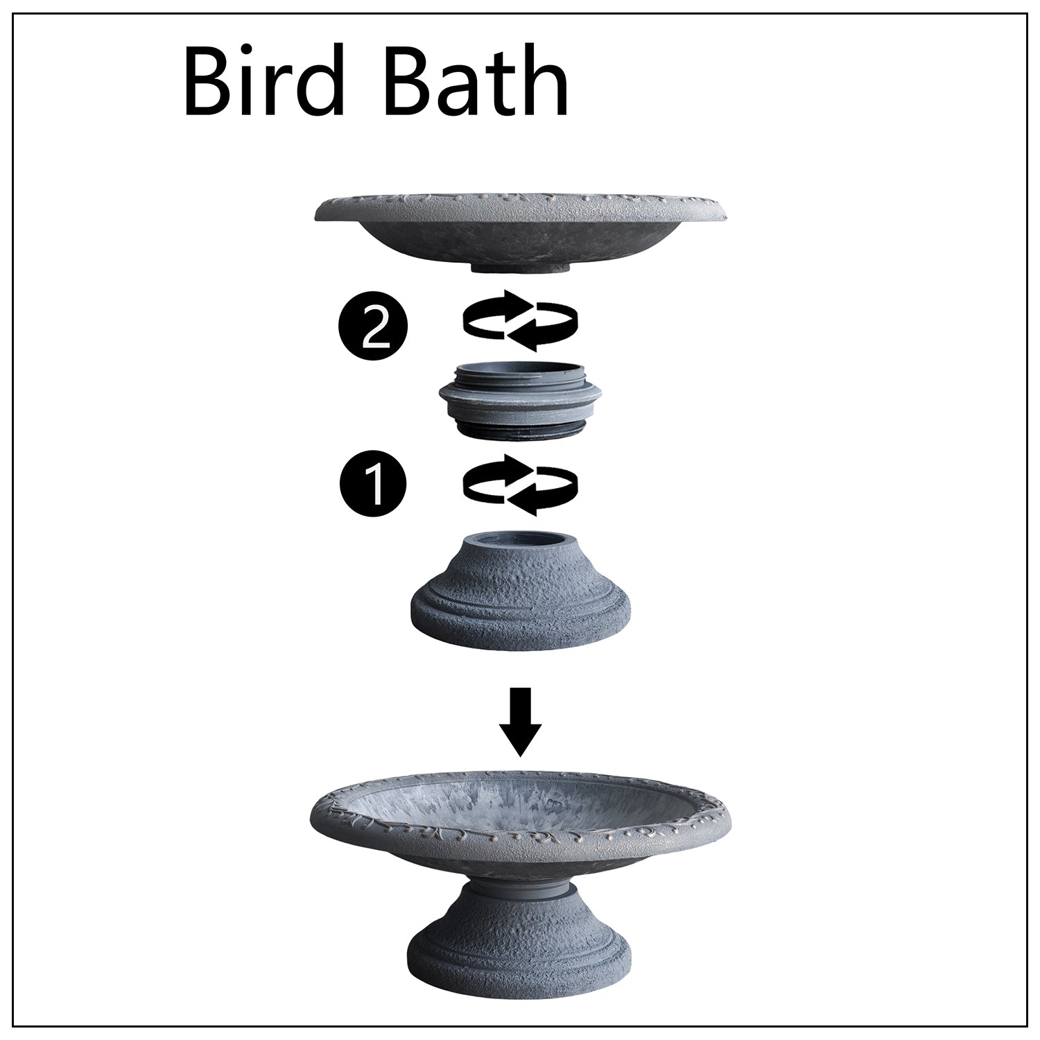 Azure Fiber Clay Birdbath - 7.5"
