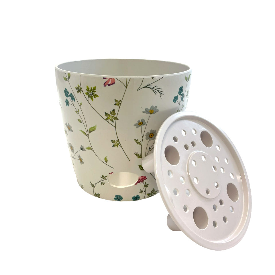 7" Round Self-Watering Bamboo Pot - Wildflower