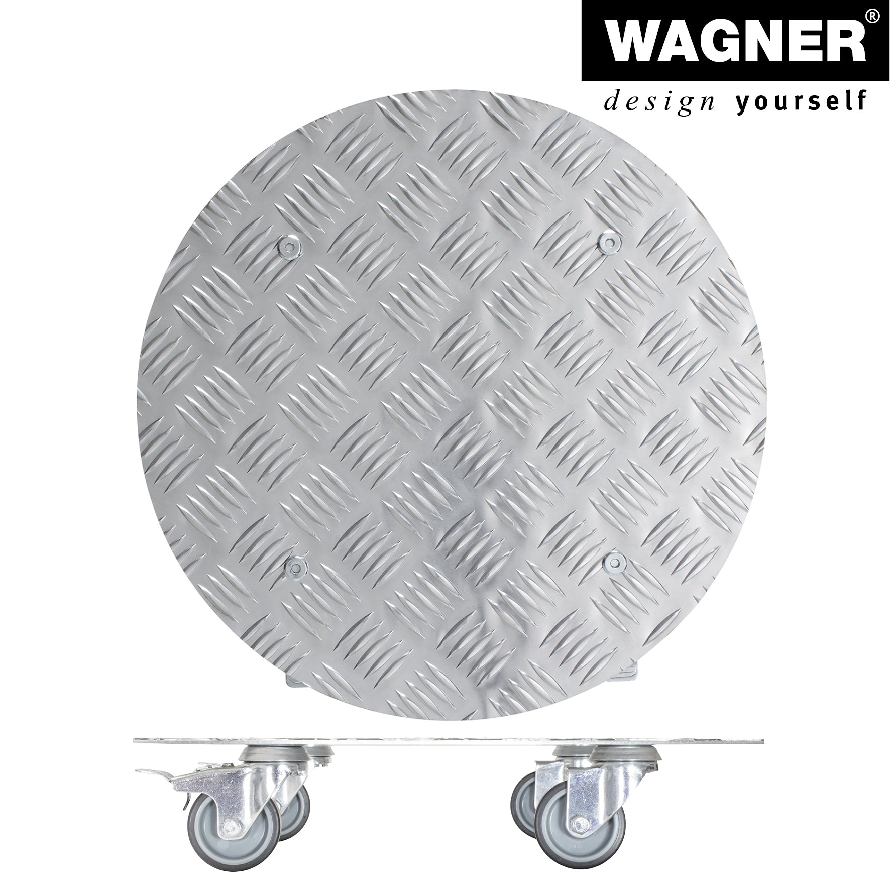 Aluminum Plant Caddy - 15" Silver Round Diamond Plated