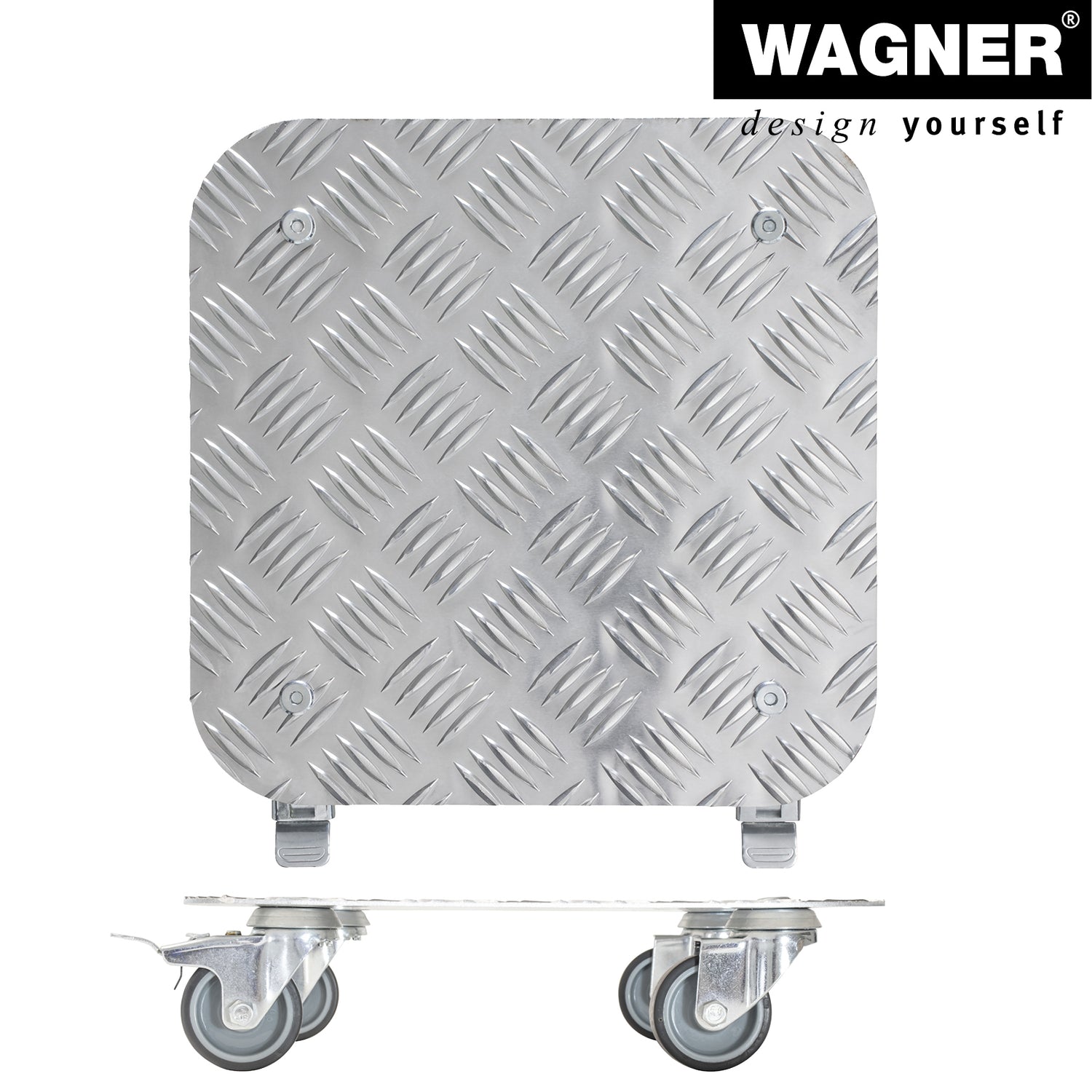 Aluminum Plant Caddy - 11.4" Silver Square Diamond Plated