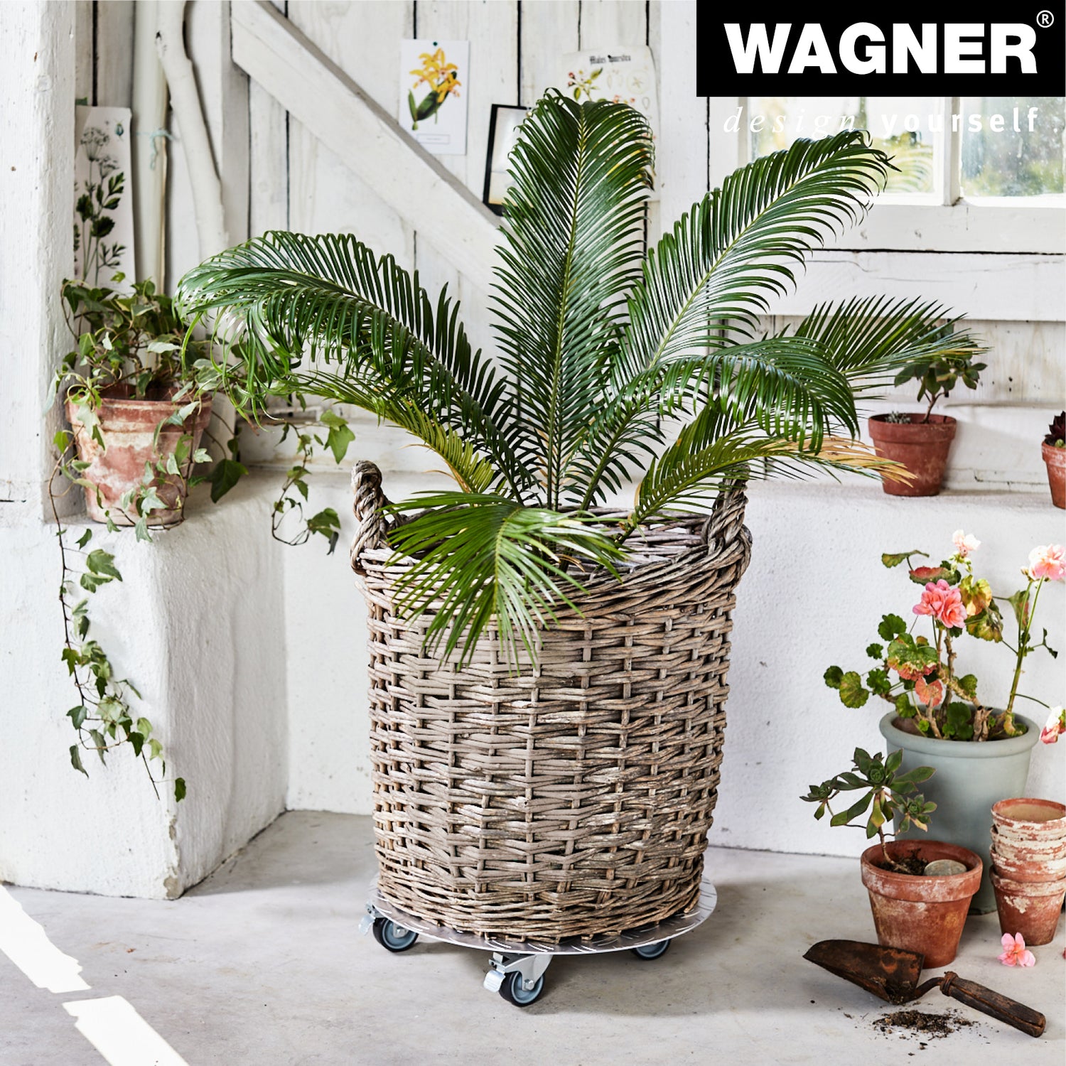 Aluminum Plant Caddy - 15" Silver Round Diamond Plated