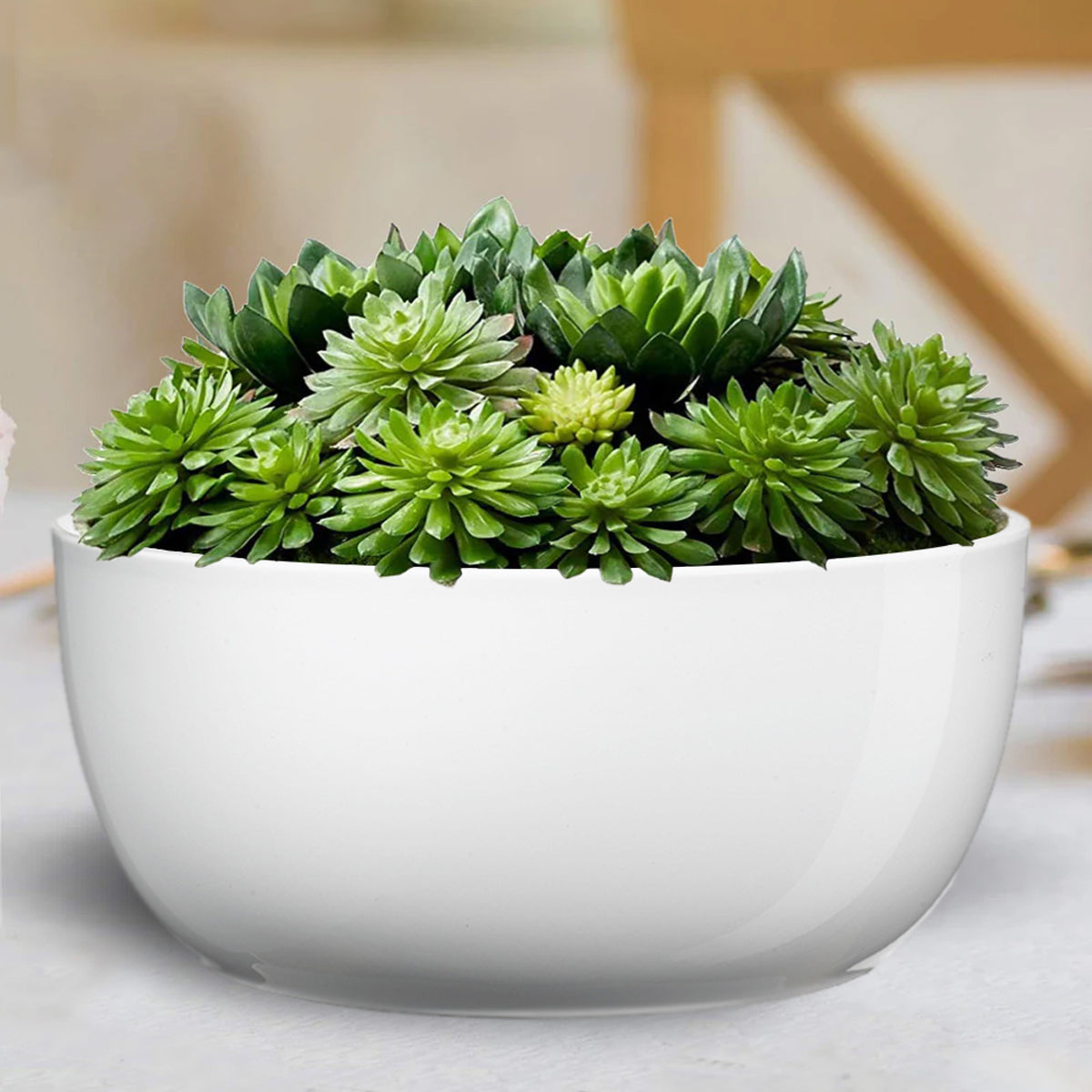 Basel Full Ceramic Color Pot - 6.3" Shiny White